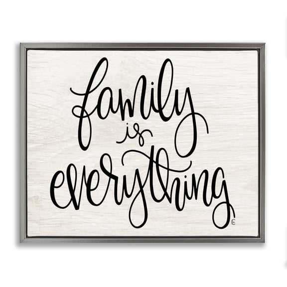 Stupell Industries Traditional Family is Everything Minimal Gray Floating Frame Canvas Art, 31 x 25, by Fearfully Made Creations