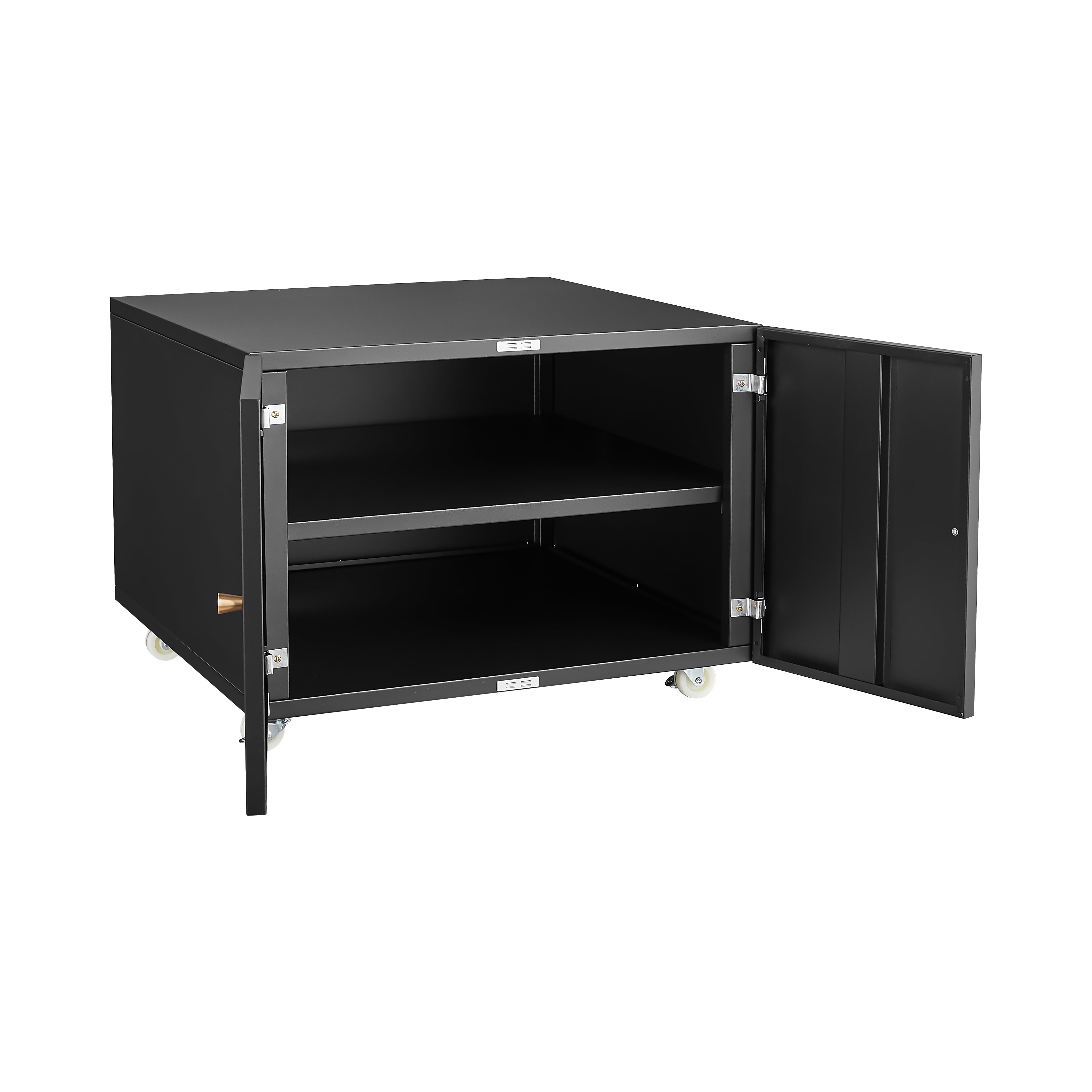 Double-Door Printer Cabinet with 360° Lockable Casters, Adjustable Shelves, Waterproof Storage Cabinet for Office, Home, Garage