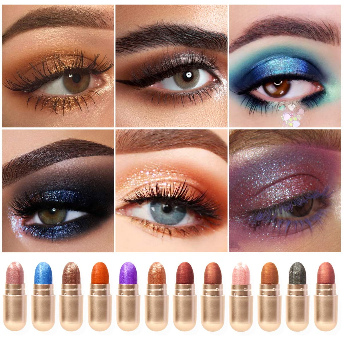 Eyeshadow,Eyeshadow Stick Set 12 Colors, Eyeshadow Crayon,Waterproof