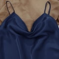 thumbnail image 3 of Women's Satin Pajama Set Soft 2 Piece Booty Shorts Lounge Set Silk Cami Shorts Set Summer Sleepwear Cowl Neck Tank Navy Medium, 3 of 5
