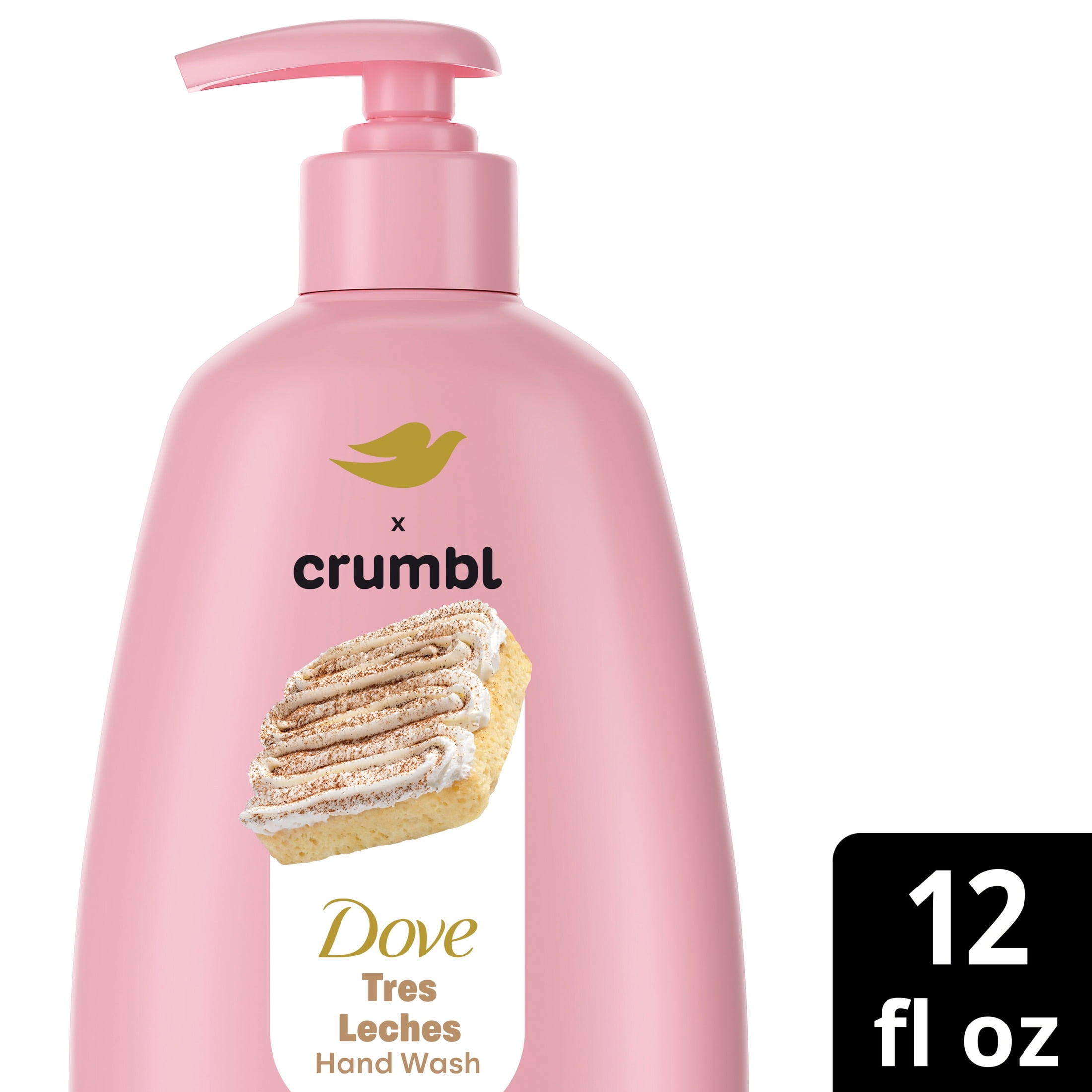 (4 pack) Dove & Crumbl Limited Edtion Liquid Hand Soap Tres Leches Cleanses & Nourishes Hands ,12 Fl oz