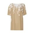 thumbnail image 4 of Women Floral Print Shirts Button Down Henley V Neck Causal Tops Short Sleeve Loose Fit Tunic Blouses, 4 of 4