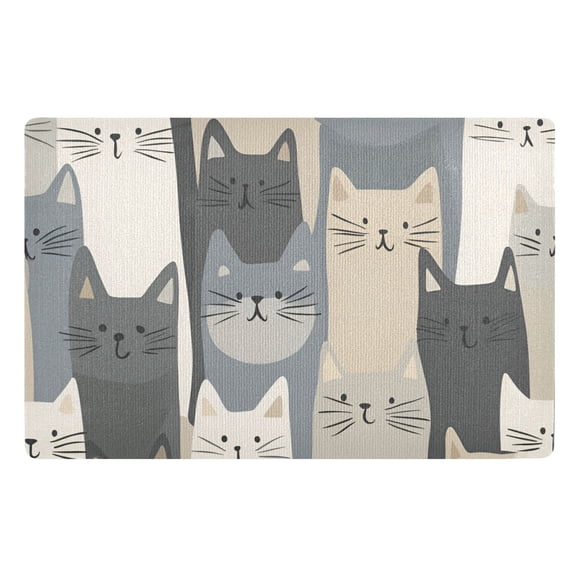 Yayeee Doormat for Indoor Entrance 32" x 20" Non Slippery Floor Rug, Blue Cute Cats