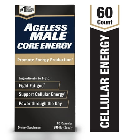 Ageless Male Core Energy for Men - Fast-Absorbing NMN for Conversion to NAD+ - Fight Fatigue &amp; Promote Sustainable Energy on The Cellular Level, No Caffeine (60 Capsules)