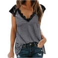 thumbnail image 2 of QUINDOS Womens Shirts Black Summer Yoga Tops Printing V-Neck Lace Sexy Vest Sling Camisole Sleeveless T-Shirt Womens Tank Tops, 2 of 5