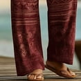 thumbnail image 4 of Tsivenald Linen Pants for Men Straight Leg Daily Trousers with Tribal Print and Elastic Waist Drawstring Mens Casual Pants, 4 of 5