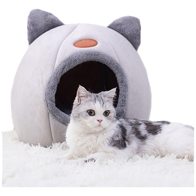 Cama tipo cueva para gatos y perros para mascotas, color gris, 40 x 40 x 40 cm