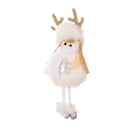 

Mightlink Christmas Doll Pendant Girl Doll Wide Application Washable Plush Hanging Decorative Snowflake Pattern Cartoon Antlers Xmas Doll Ornaments New Year Gift