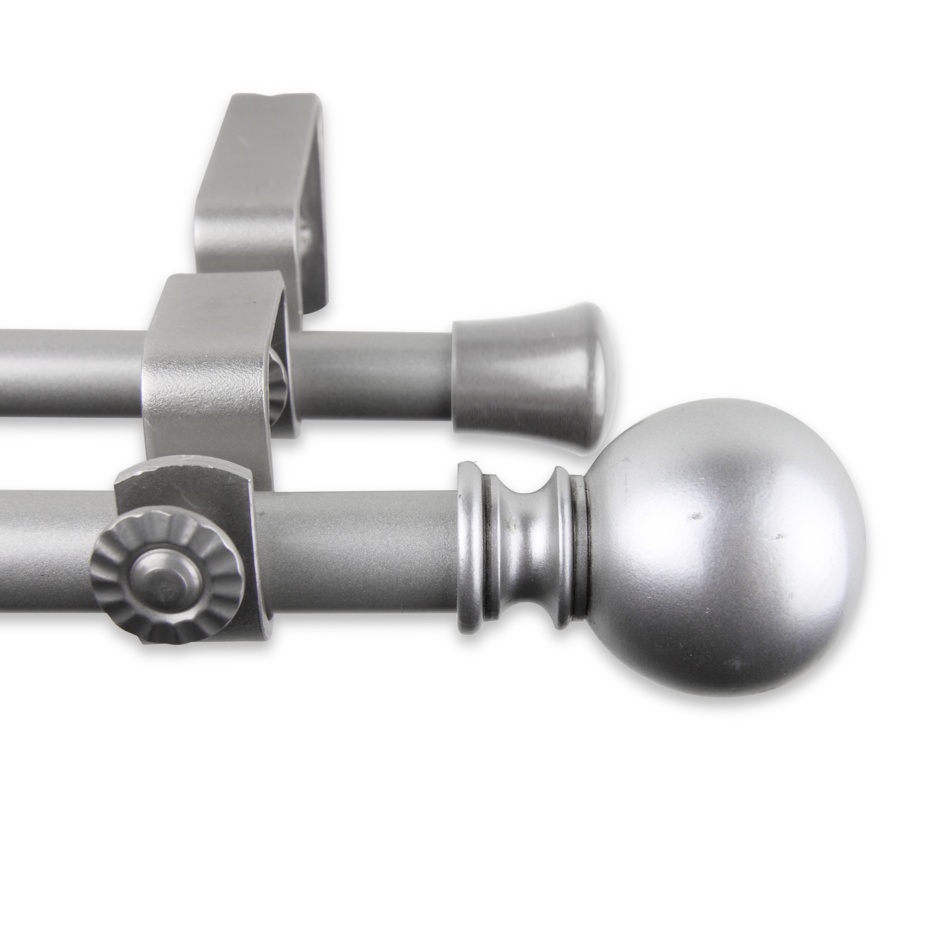 Central Design Products Steel 0.62" Modern Double Curtain Rod, Silver