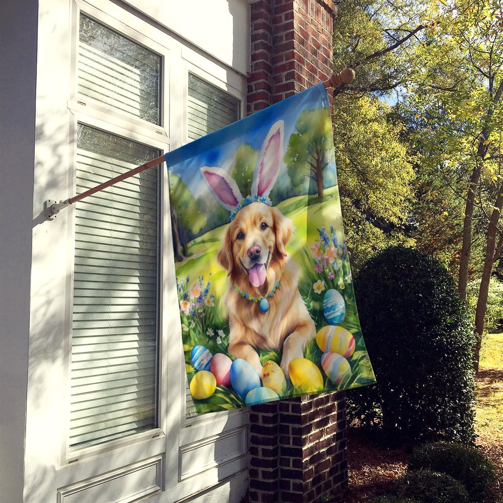 Golden Retriever Easter Egg Hunt House Flag 28 in x 40 in