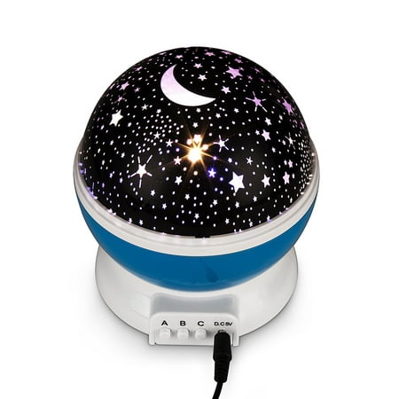 FeelGlad Night Lighting LampMoon Star Night Light Rotating Star Projector, Baby Night Light, Night Lighting Lamp 4 LED 3 Modes with USB Cable, Best for Bedroom