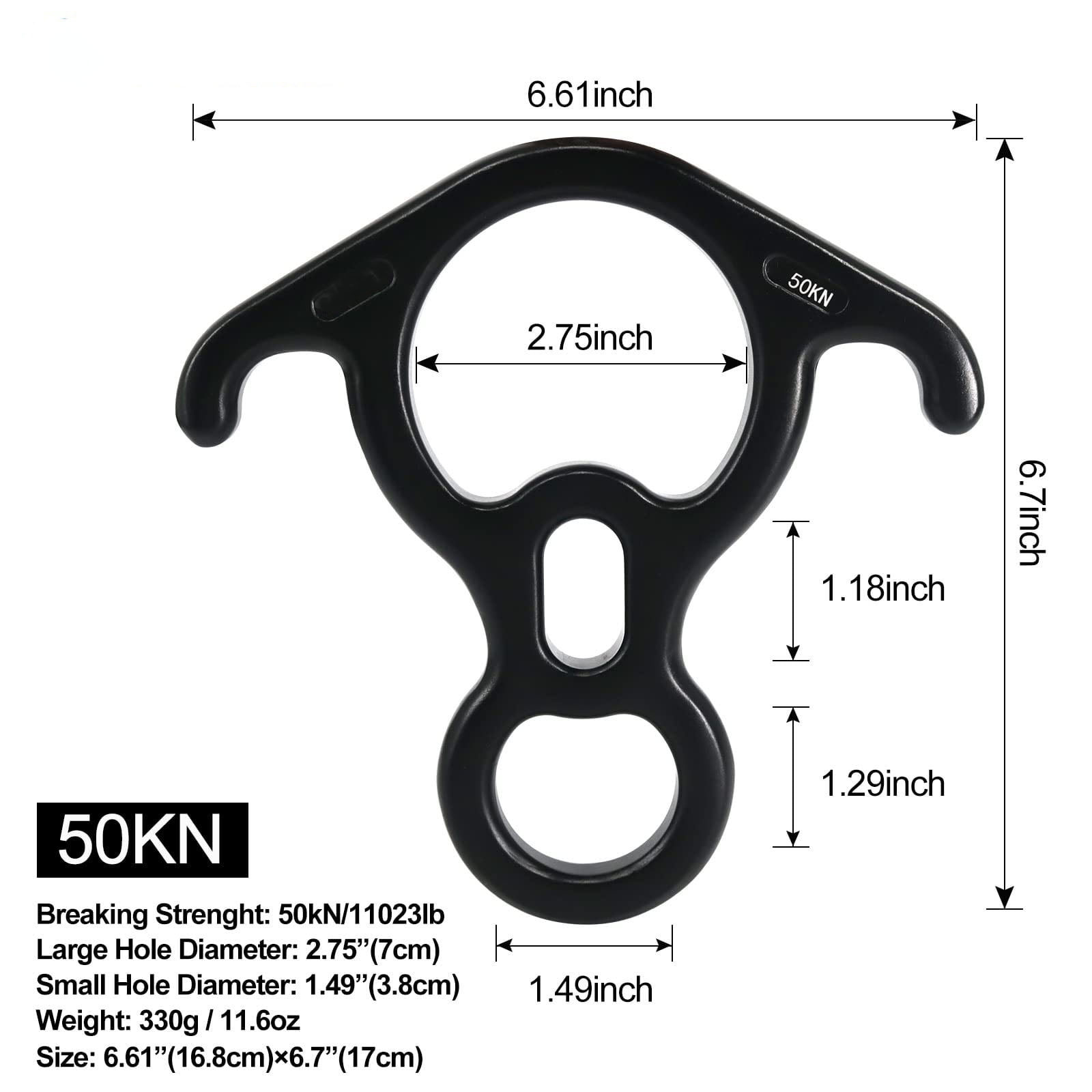 50 KN Figure 8 Descender Large Bent Ear Belaying and Rappelling Gear Belay Device for Rock Climbing, Aerial Dance, Ziplining and Peak Rescue, Red