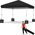 thumbnail image 1 of 10x10 pop-up canopy tent: portable rolling bag, 4 weight bags, 3 adjustable heights, outdoor quick abiertos - negra, 1 of 8