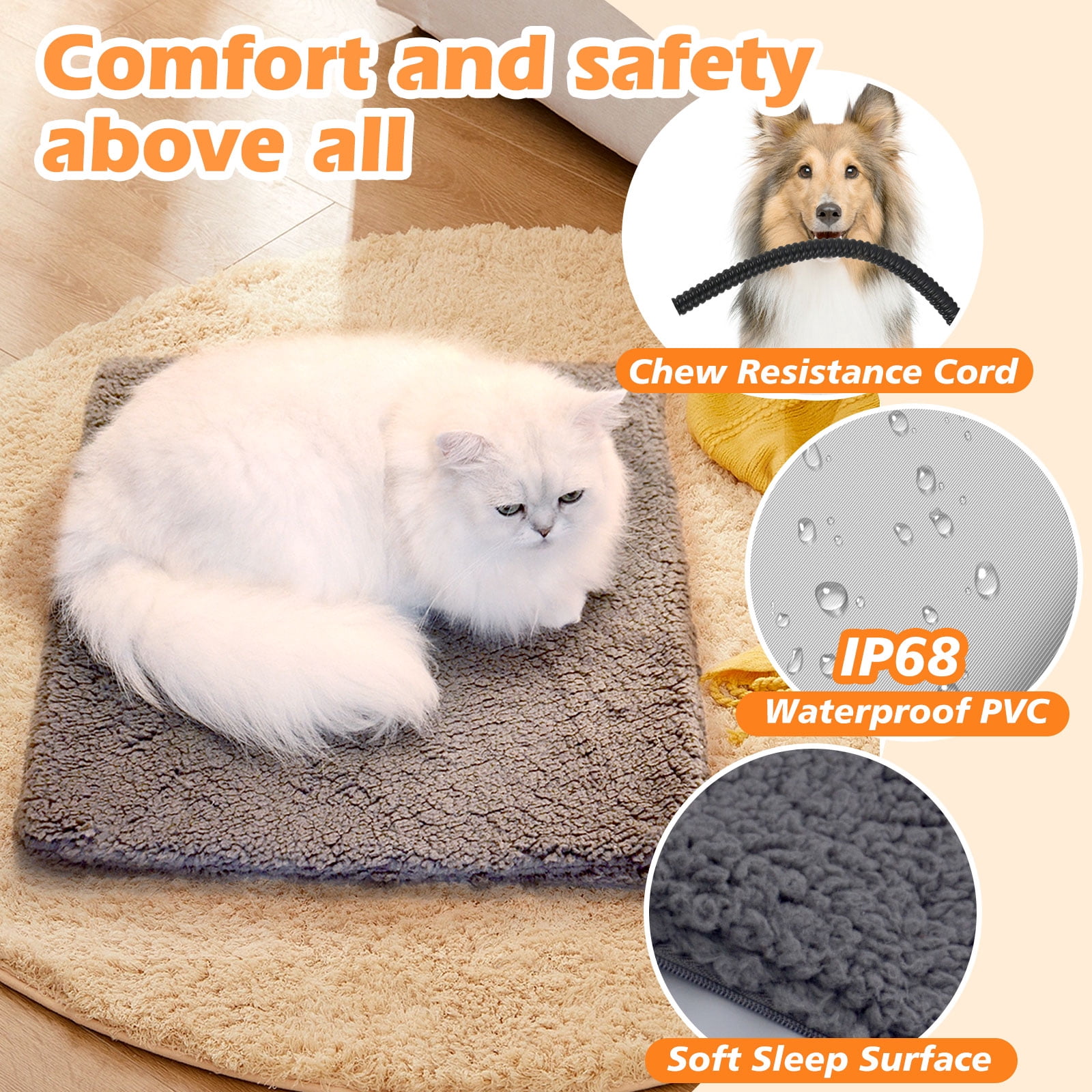 Heated Dog Bed,35.5x23.5 inch Dog Heating Pad for Cats Bed Outdoor,Pet Heating Pad,Cat Heating Pad,Heated Cat Bed,Electric Heating Pad for Dog House for Puppy Hedgehog,Chew Proof,Waterproof