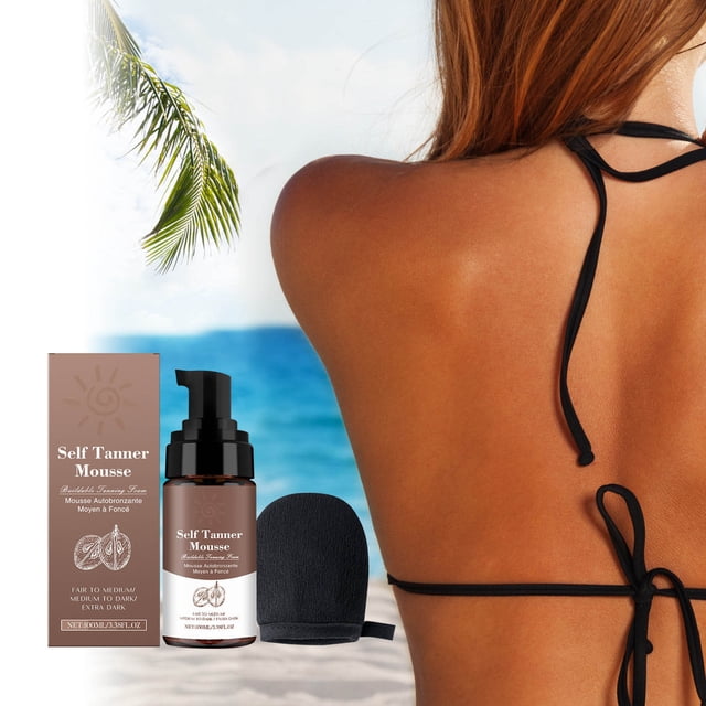 Natural Sunless Tanning Foam 100ml - Autobronceador de tono oscuro con ácido hialurónico y glicerina - Fácil aplicación, no pegajoso, fórmula limpia - Para todo tipo de pieles, apto para viajes