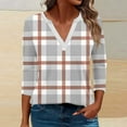 thumbnail image 2 of 3/4 Sleeve Tops for Women Dressy Spring Tops for Women Women's Fashion Boho Shirts Floral Printed T-Shirt 3/4 Sleeves Blouse V-Neck Casual Tops Gray XXXL, 2 of 5