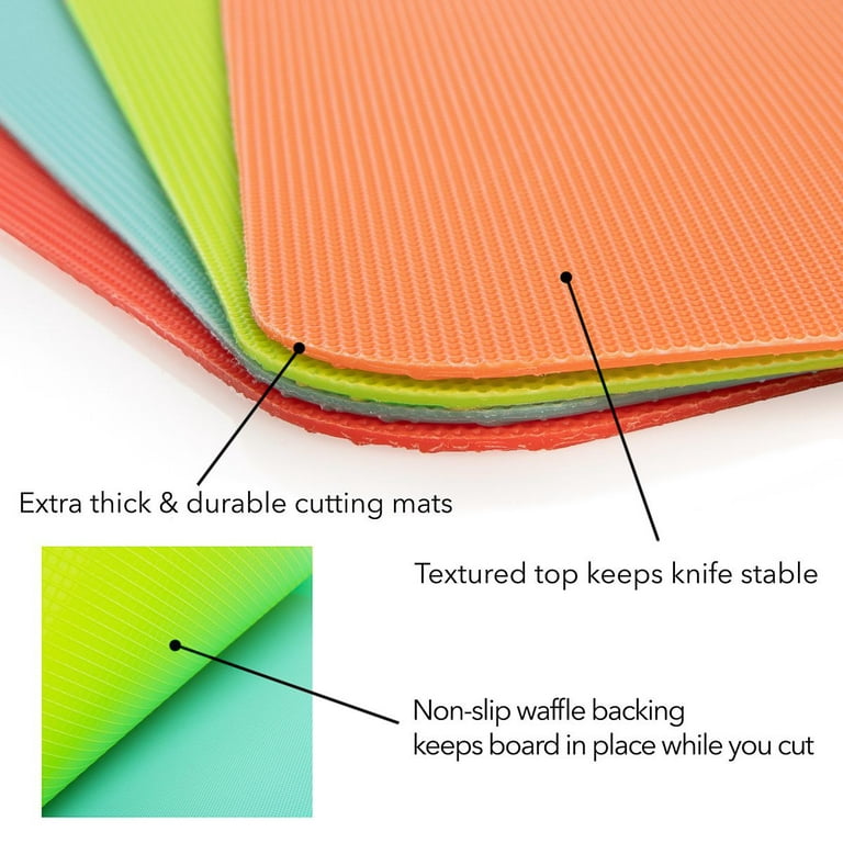 4 Pc Large Flexible Cutting Board Chopping Mat Non Slip Kitchen Tools  Assorted