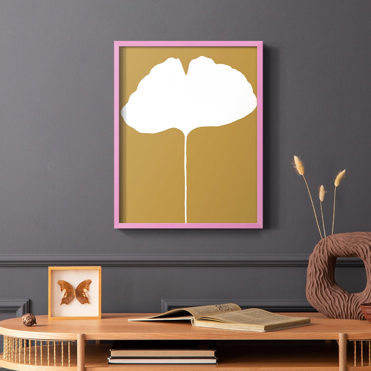 Happily Single V31 Framed Print in Pink Solid Wood Framed Print No Nail Hanging
