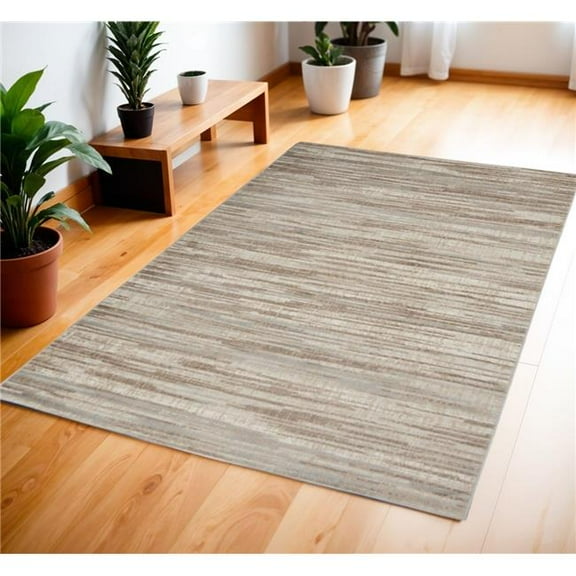 HomeRoots 556192 4 x 6 ft. Abstract Non Skid Rectangle Area Rug, Ivory & Gray