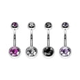 thumbnail image 1 of Luxe Modz 4PCS 14G Belly Button Rings Surgical Steel Double CZ Navel Ring Piercing Jewelry, 1 of 8