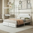 thumbnail image 3 of Euroco Wood Queen Size Canopy Platform Bed with Four Support Legs and 2 Drawers for Kids Teens Adults, White, 3 of 14