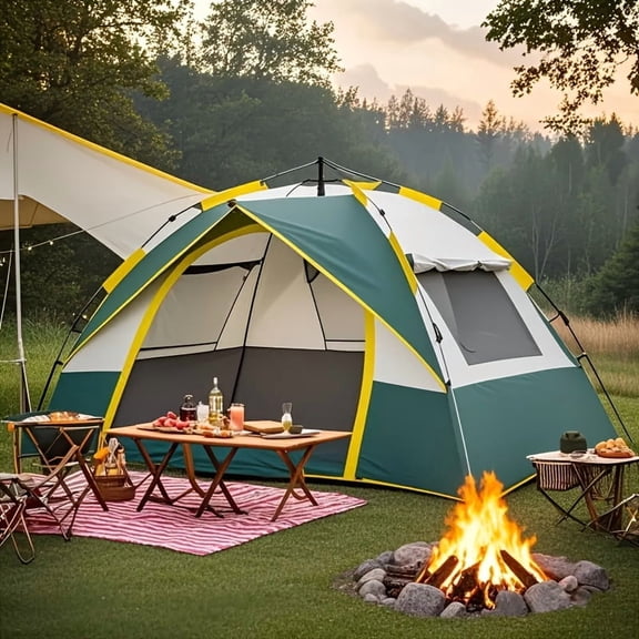 Automatic Pop-up Tent with Double Door & Windows, Portable Folding Outdoor Camping Tent, Lightweight Windproof & Ventilated Shelter for 2-6 People, Ideal for Hiking & Hunting