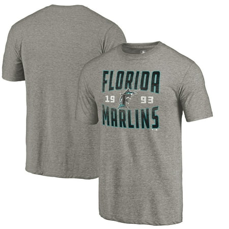 Florida Marlins Shirt Florida Marlins Fanatics Branded Cooperstown Collection Vintage Antique Stack Tri-Blend T-Shirt - Gray ()
