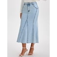 thumbnail image 2 of DARING DIVA Women's Fishtail Jean Stretchy Midi Denim Skirts Small Light Blue, 2 of 7