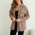 thumbnail image 2 of HomeDM Women's Faux Wool Trench Coat, Fall Winter Warm Mid-Length Jackets with Pockets Open Front Button Down Outerwear, Coffee, 2 of 8