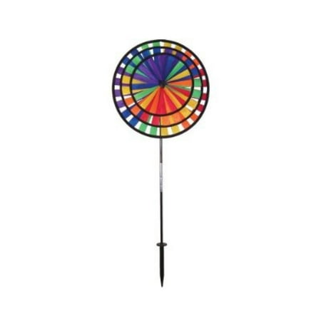 - In the Breeze Rainbow Triple Wheel Spinner- Ground Stake Included - Colorful Wind Spinner for your Yard and Garden