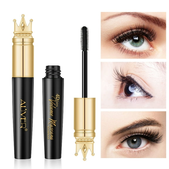 Aliver 4D Silk Fiber Lash Mascara Extension Voluminous Fiber Mascara Waterproof & Smudge-Proof Mascara - Natural Volume Mascara -Easy to Remove-Black