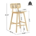 thumbnail image 2 of GDF Studio 25.75" Bari Indoor Wood Bar Stools with Rattan Backrest, Natural Finish, Set of 2, 2 of 7