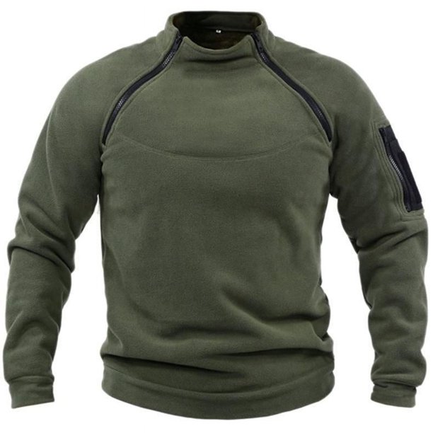 Suéter de cuello alto para hombre, primavera y otoño, suelto, color sólido, para exteriores, cálido, transpirable, chaqueta táctica para hombre