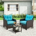 thumbnail image 7 of AVAWING 5 Pieces Patio Furniture Set, Outdoor Wicker Rattan Conversation Set with Ottoman & Table for Garden, Blue, 7 of 7