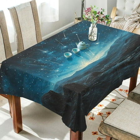 

WOBOGO Starry Sky Square Tablecloth 60×90in Polyester Fabric Tablecloth Washable Dust Resistant Wrinkle Resistant