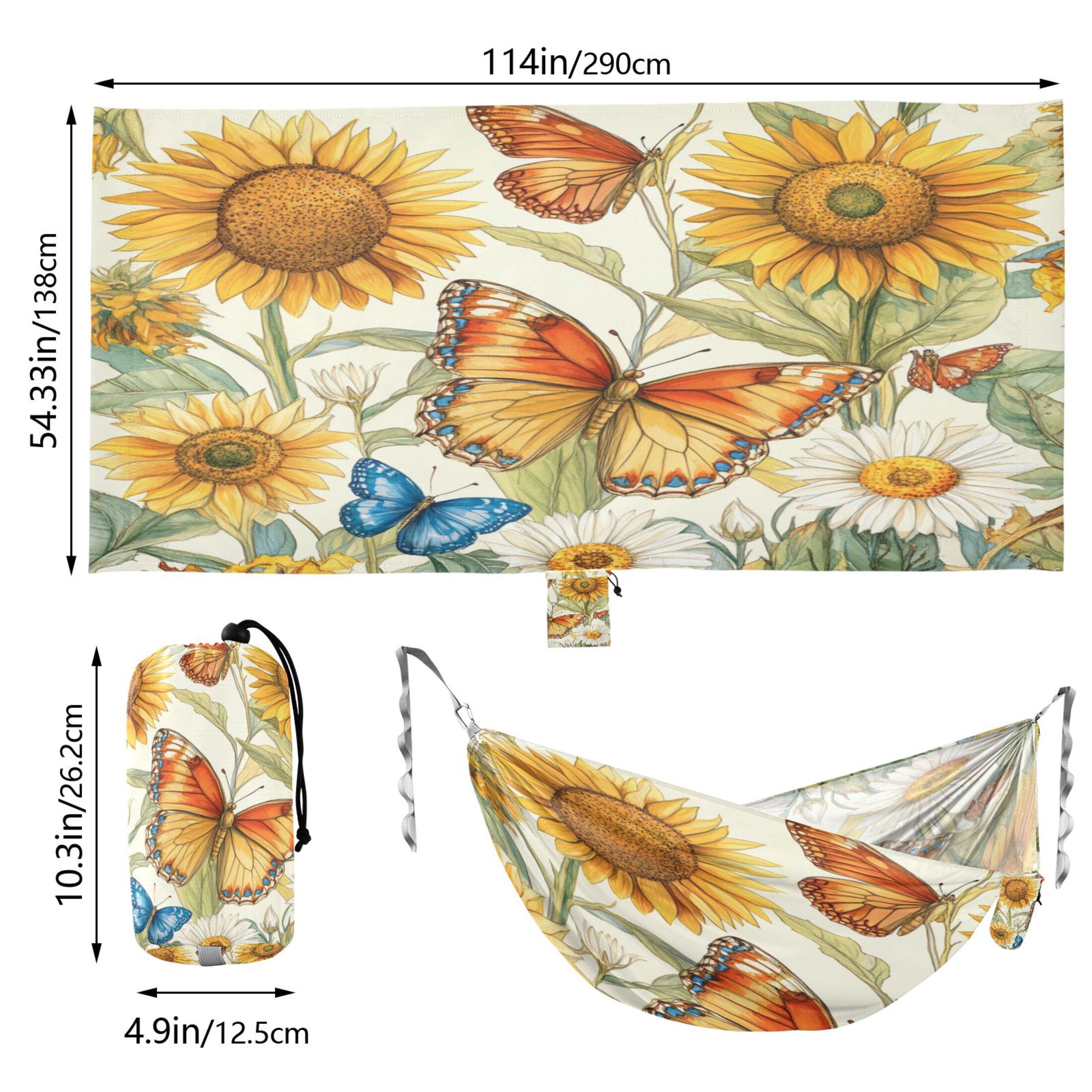 Hammock Camping Hammock Nylon Portable Hammock Travel Camping Hammock Lovely Orange Butterflies