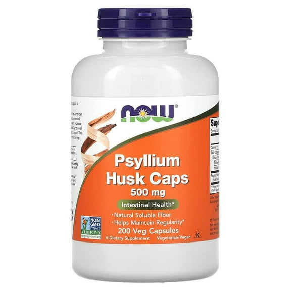 NOW FOODS PSYLLIUM HUSK CÁSCARAS FIBRA 500MG 200VEGCAPS