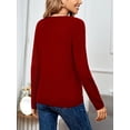 thumbnail image 4 of Red Sweaters for Women 30% Wool V-neck Lightweight Pullover, 4 of 6