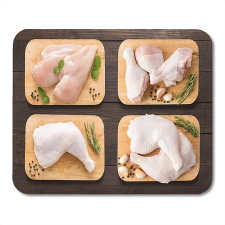 SIDONKU White Top Raw Chicken on Cutting Board The Wooden Mousepad Mouse Pad Mouse Mat 9x10