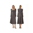 thumbnail image 2 of Faithtur Femmes à Manches Longues Robe Décontractée Couleur Unie Fendue une Ligne Robe de Soirée pour les Vacances de Plage Cocktail Club Streetwear, 2 of 9