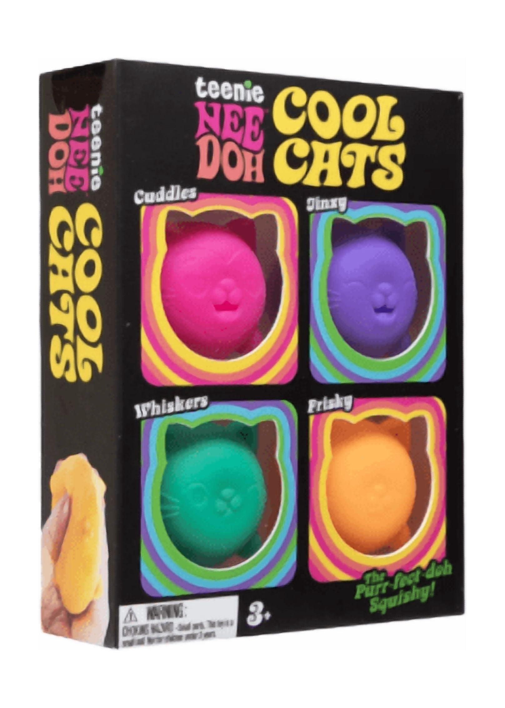 NeeDoh Teenie Cool Kitten, Satisfying Shaped Sensory Toys, 4 pack Multiple Colors