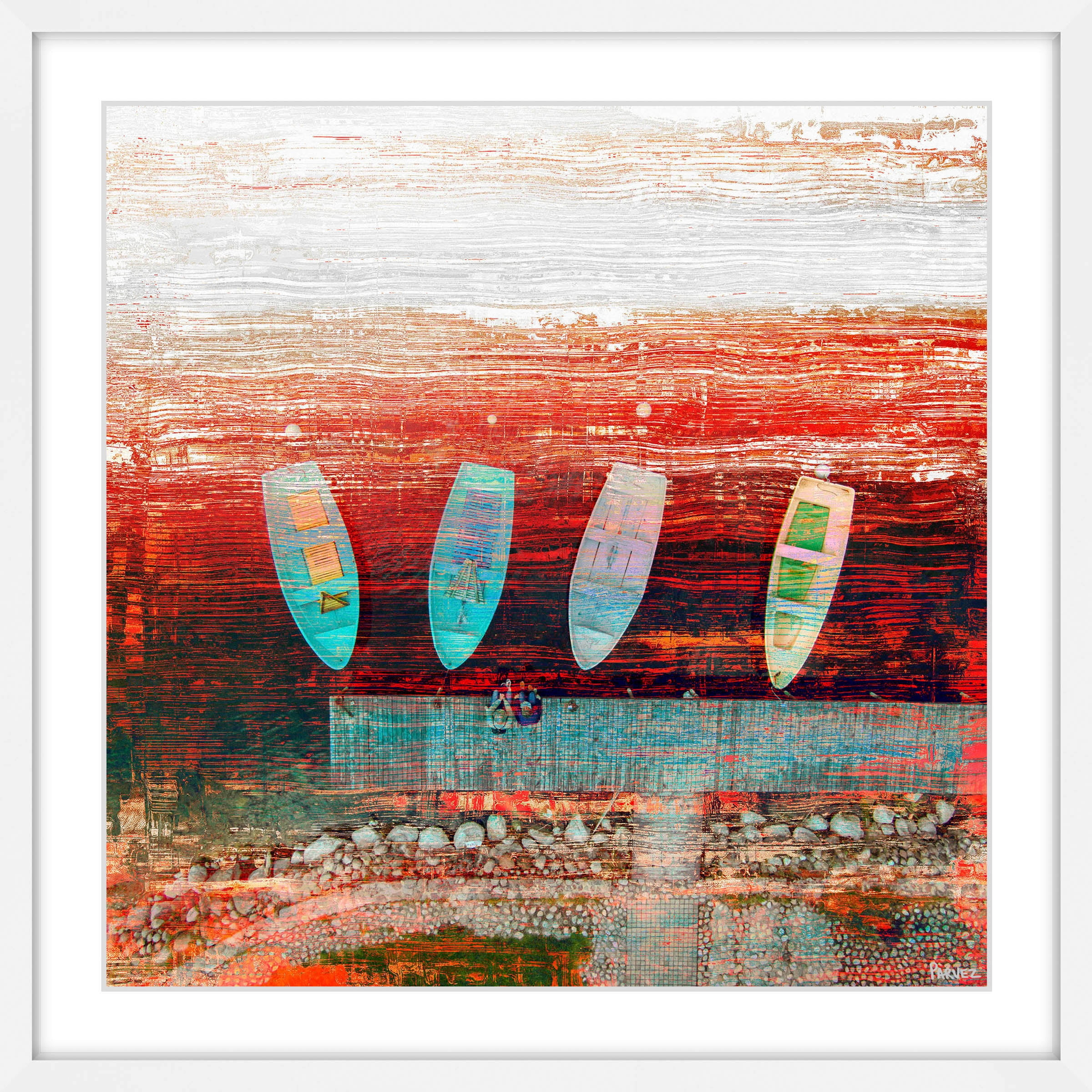 "Sitting on the Pier" Framed Painting Print