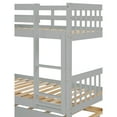 thumbnail image 6 of URTR Twin Over Twin Bunk Bed with Trundle, Convertible into Twin Size Beds, Rubber Wood Twin Bunk Bedframe with Ladder and Safety Guardrails, Gray, 6 of 9