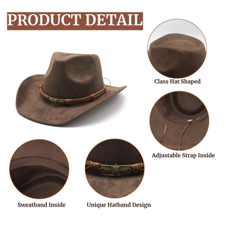 GENREEN Western Suede Cowboy Hat for Women and Men Felt Wide  display picture 1