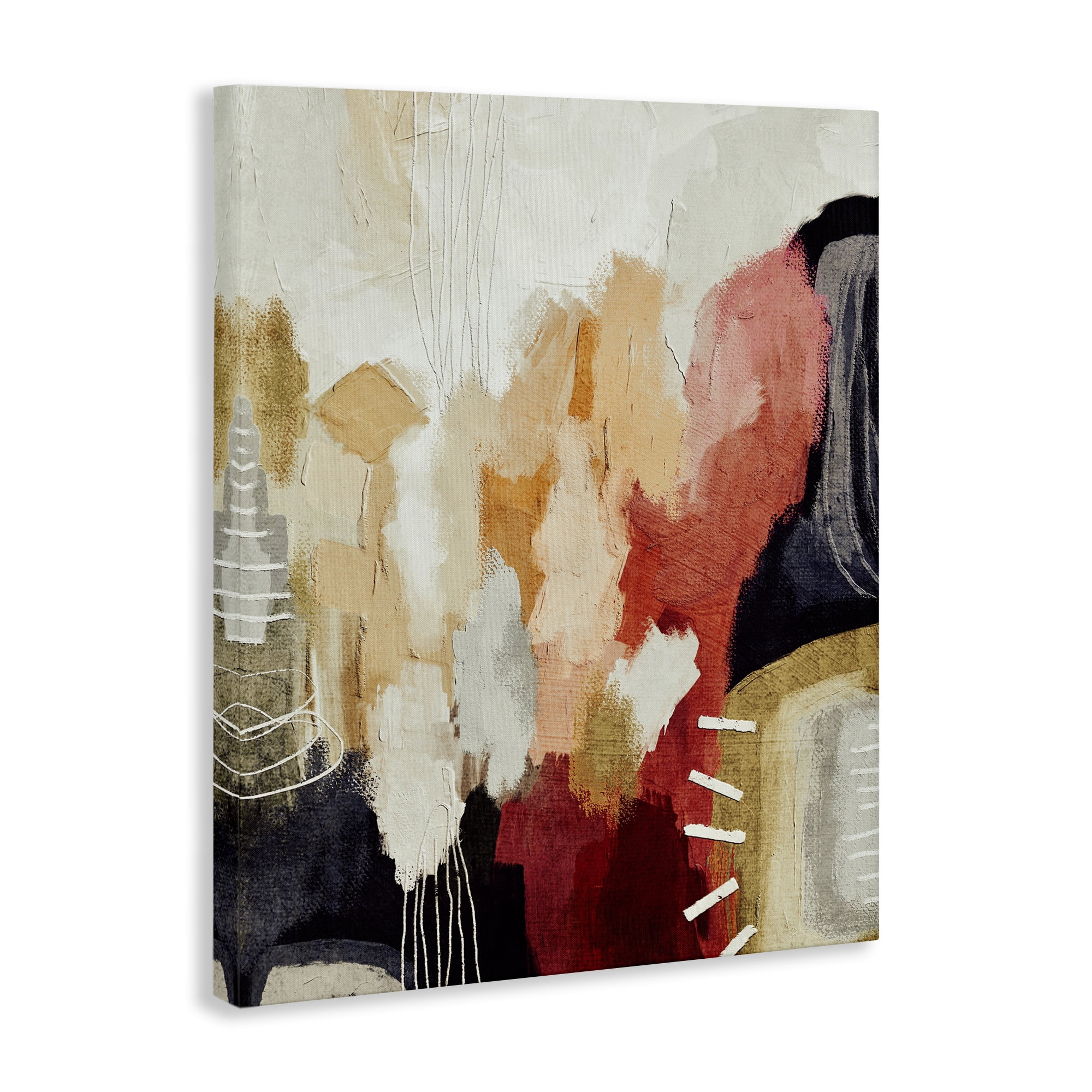 Stupell Industries Abstract Tan Southwestern Abstract Painting Gallery Wrapped Canvas Art Print Wall Art, 24 x 30
