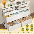 thumbnail image 5 of CRXX Dresser for Bedroom with Power Strip & LED, 8 Drawers Dresser with Extra 2 Open Shelves for Storage & Organization, Small Chest of Drawers for Closet, Hallway,Entryway-White, 5 of 10