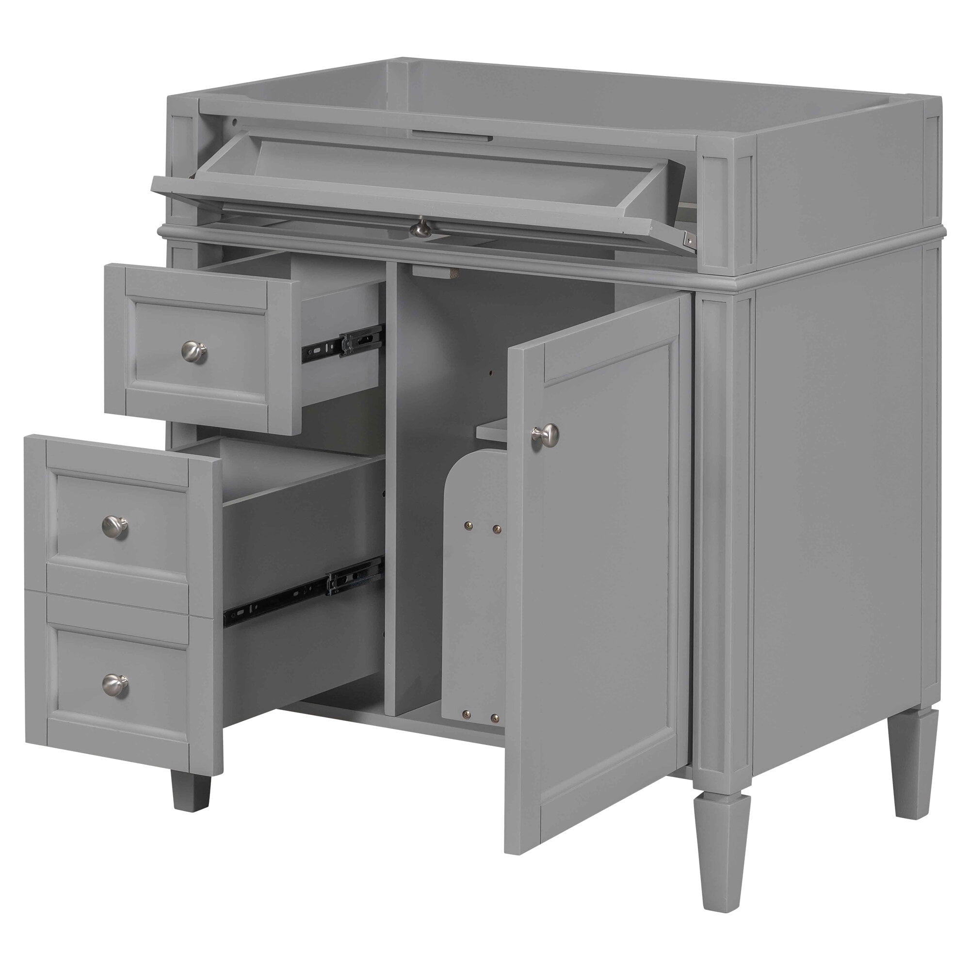 Modern Bathroom Vanity 30'' Bathroom Vanity without Top Sink, Modern Bathroom Storage Cabinet with 2 Drawers and a Tip-out Drawer (NOT INCLUDE BASIN),Wooden Bathroom Vanity