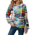 thumbnail image 3 of Hoodies For Women Oversized Winter Cute Sweatshirts Pullover Trendy Fall Clothes, Christmas Print Lightweight Design without Pockets for Comfortable Fall Winter Wear,Blue,2XL, 3 of 6
