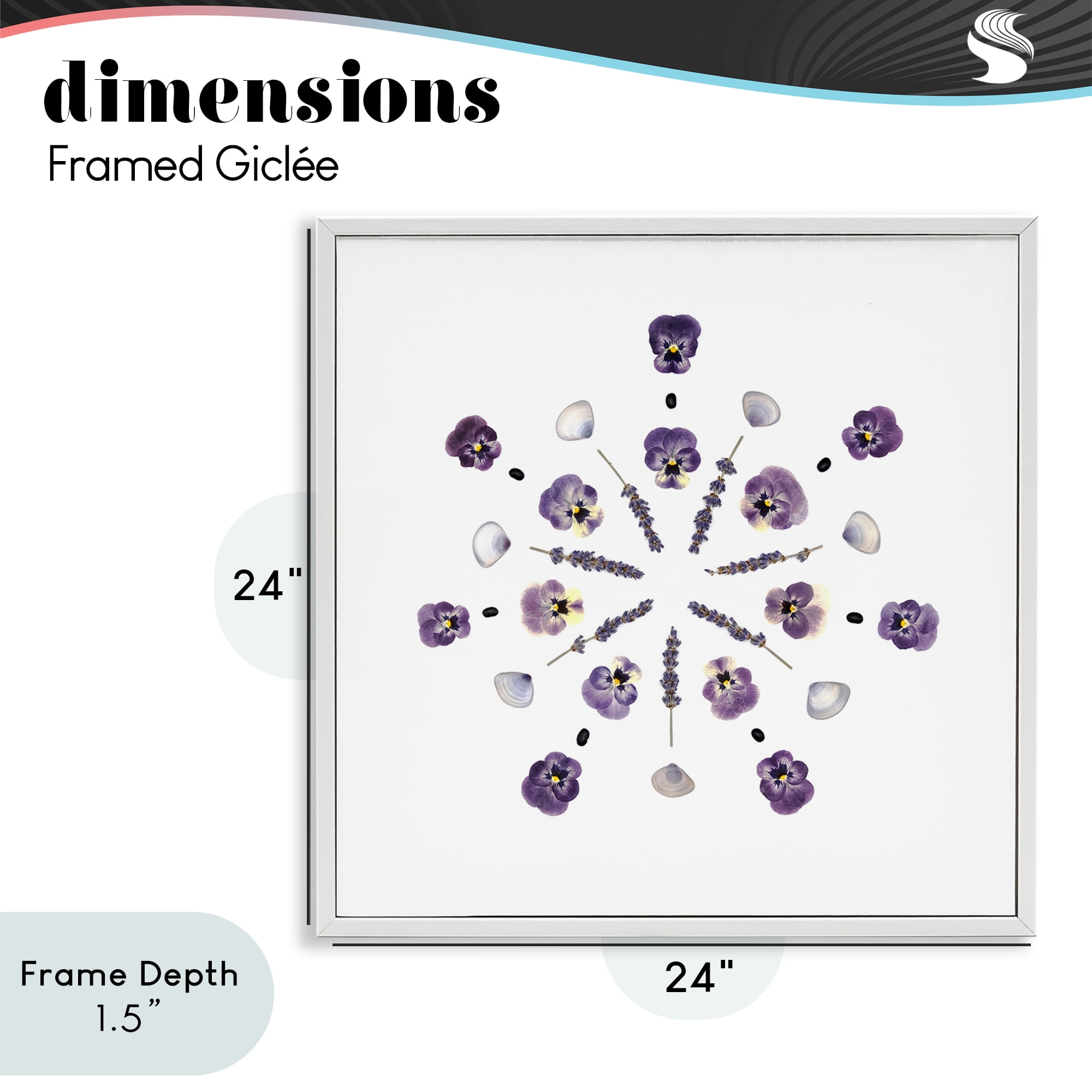 Stupell Industries Pansies & Lavender Symmetry White Framed Giclee Art, design by Beth Adoette