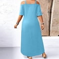 thumbnail image 5 of Summer Maxi Dresses for Womens 2026 Fashion Plus Sise Cold-Shoulder V-Neck Short Sleeve Solid Color Casual Maxi Dress, 5 of 5